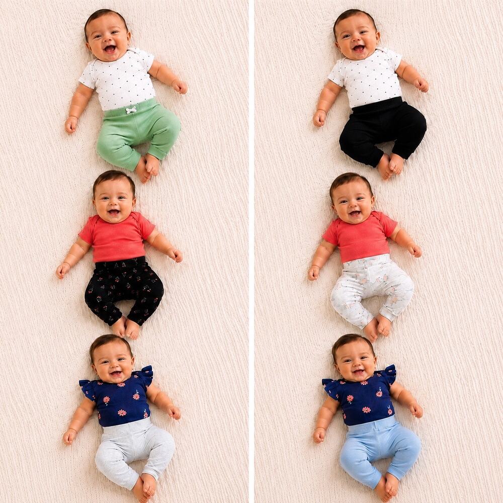 9Pc BabyGirl Bundle 6-9M Carter’s Gerber Cloud Island Bodysuits/Leggings Outfits